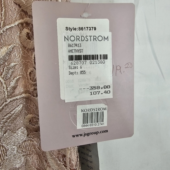 Js Collections V-Neck Column Gown in Mauve Capped Shoulder in Lace Size 6 Nwt - Picture 3 of 8